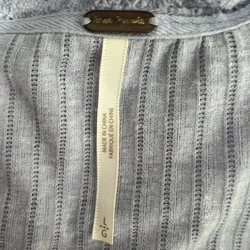 Free People Linen Blend Bohemian Cropped Lavender Women's Boxy Top Size Large